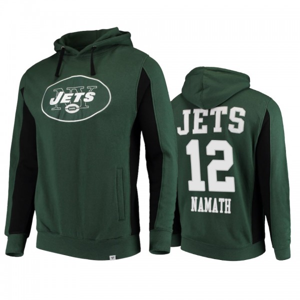 New York Jets #12 Joe Namath Green Team Iconic Hoo...