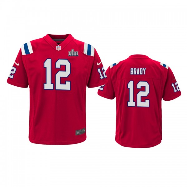 New England Patriots #12 Tom Brady Red Game Jersey...