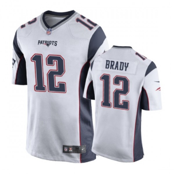 New England Patriots #12 Tom Brady White Nike Game...