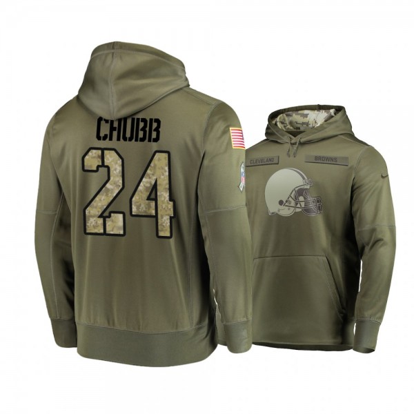 Cleveland Browns Nick Chubb Olive 2018 Salute To Service Hoodie - Men's