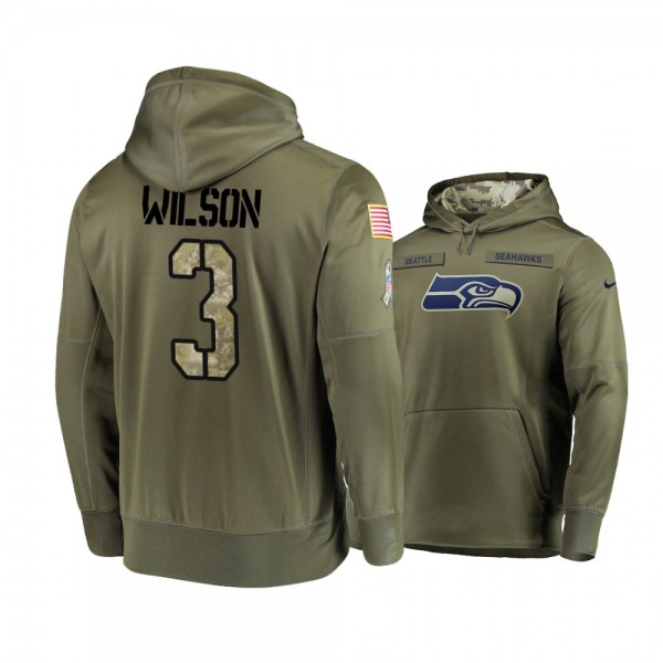 Seattle Seahawks Russell Wilson Olive 2018 Salute To Service Hoodie - Men's