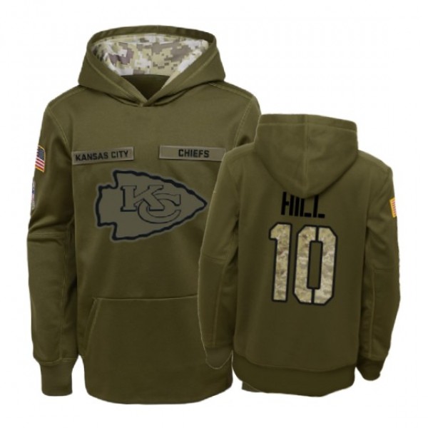 Kansas City Chiefs Tyreek Hill Olive 2018 Salute To Service Hoodie - Youth
