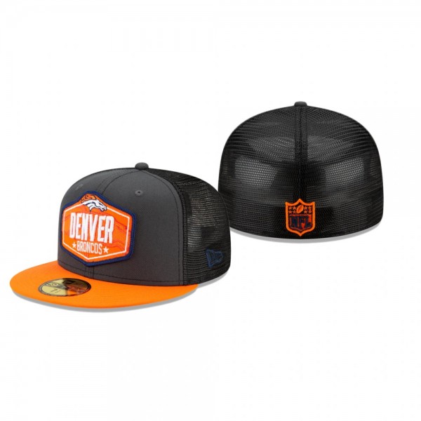 Denver Broncos Graphite Orange 2021 NFL Draft 59FIFTY Fitted Hat