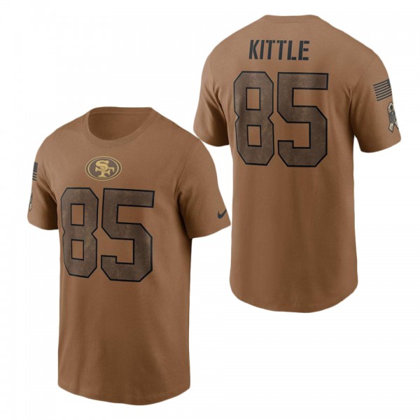 Men's San Francisco 49ers George Kittle Brown 2023 NFL Salute To Service Name & Number T-Shirt