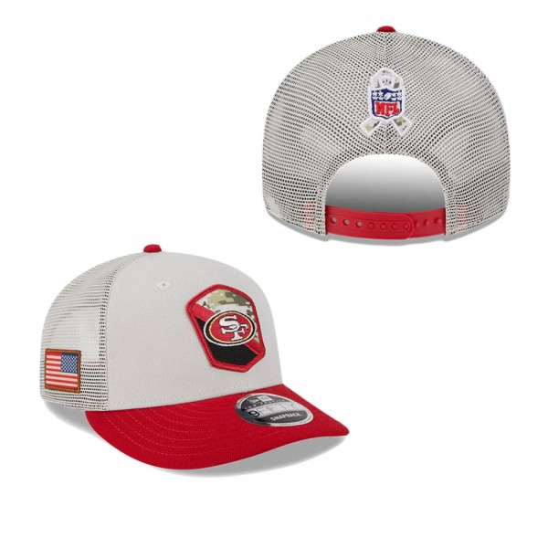 Men's San Francisco 49ers Stone Scarlet 2023 NFL Salute To Service Low Profile 9FIFTY Snapback Hat