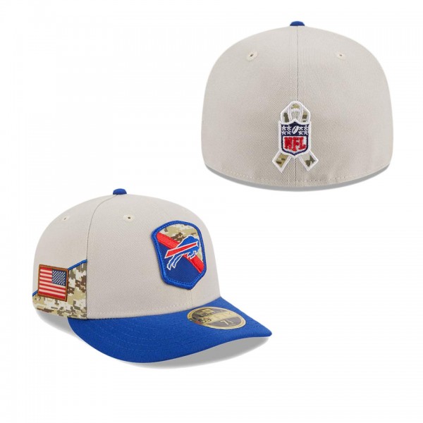 Men's Buffalo Bills Stone Royal 2023 NFL Salute To Service Low Profile 59FIFTY Fitted Hat