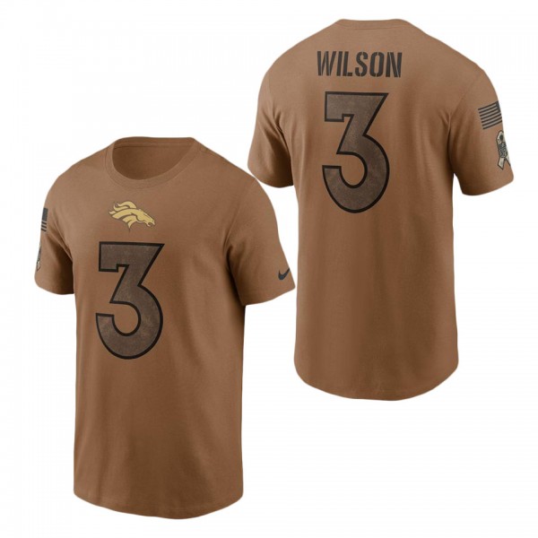 Men's Denver Broncos Russell Wilson Brown 2023 NFL Salute To Service Name & Number T-Shirt