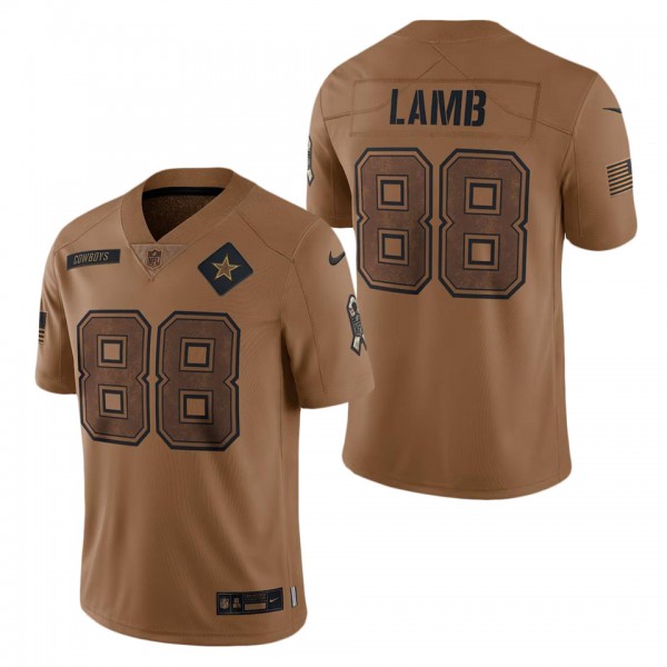 Men's Dallas Cowboys CeeDee Lamb Brown 2023 NFL Salute To Service Limited Jersey