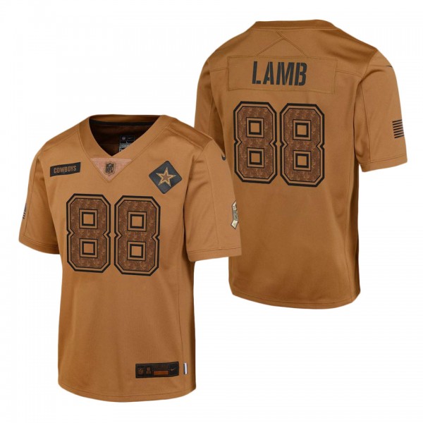 Youth Dallas Cowboys CeeDee Lamb Brown 2023 NFL Salute To Service Limited Jersey