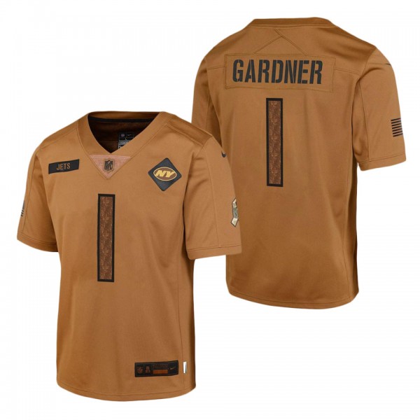 Youth New York Jets Ahmad Sauce Gardner Brown 2023 NFL Salute To Service Limited Jersey