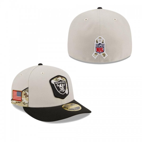 Men's Las Vegas Raiders Stone Black 2023 NFL Salute To Service Low Profile 59FIFTY Fitted Hat