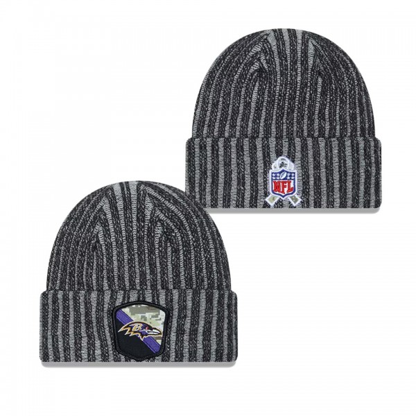 Men's Baltimore Ravens Black 2023 NFL Salute To Service Cuffed Knit Hat