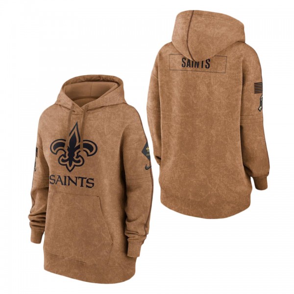 Women's New Orleans Saints Brown 2023 NFL Salute To Service Pullover Hoodie