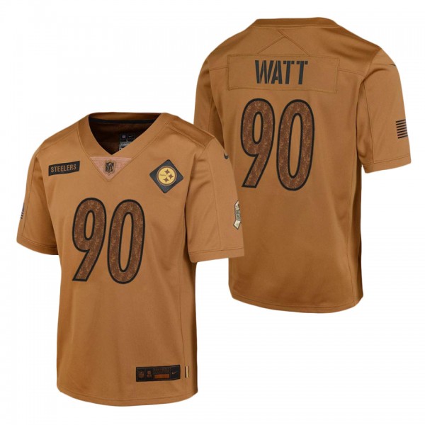 Youth Pittsburgh Steelers T.J. Watt Brown 2023 NFL Salute To Service Limited Jersey
