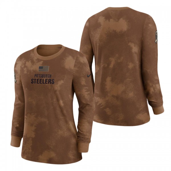 Women's Pittsburgh Steelers Brown 2023 NFL Salute To Service Long Sleeve T-Shirt