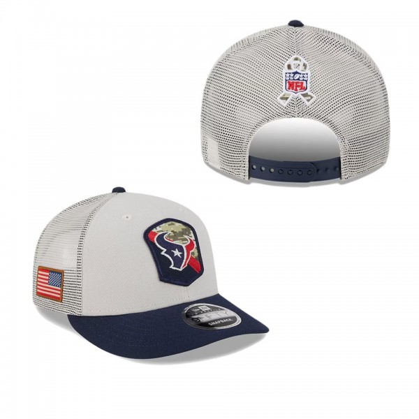 Men's Houston Texans Stone Navy 2023 NFL Salute To Service Low Profile 9FIFTY Snapback Hat