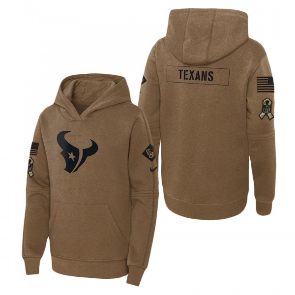 Youth Houston Texans Brown 2023 NFL Salute To Service Club Fleece Pullover Hoodie
