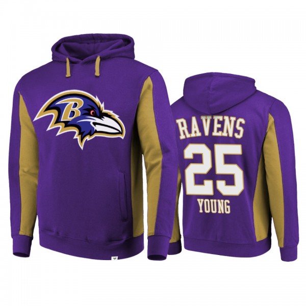 Baltimore Ravens #25 Tavon Young Purple Team Iconic Hoodie - Men