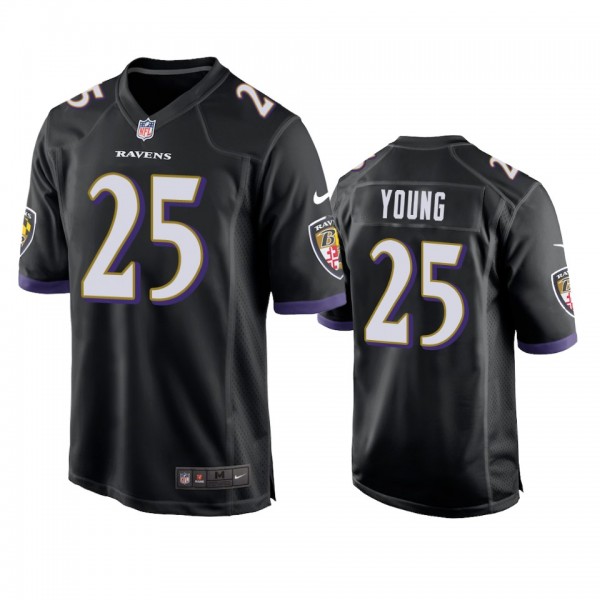 Baltimore Ravens #25 Tavon Young Black Game Jersey...