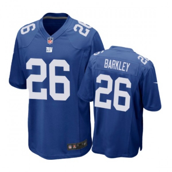New York Giants #26 Saquon Barkley Royal Nike Game...