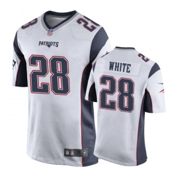 New England Patriots #28 James White White Nike Ga...