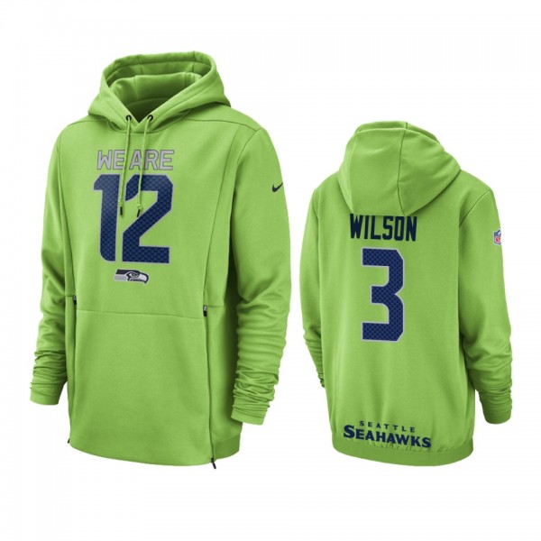 Seattle Seahawks #3 Russell Wilson Green Nike Sideline Lockup Hoodie - Men's