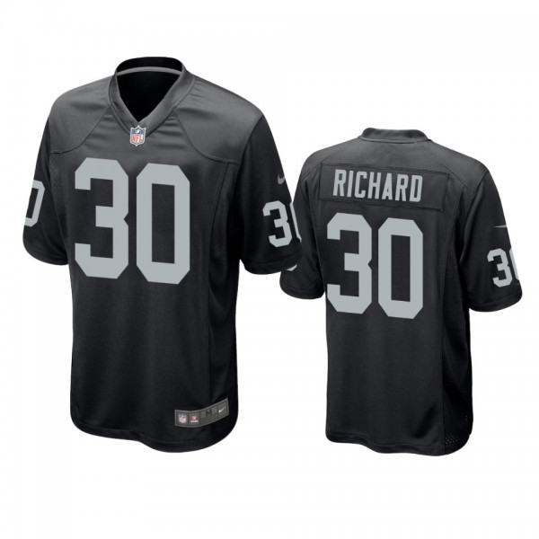 Oakland Raiders #30 Jalen Richard Black Game Jerse...