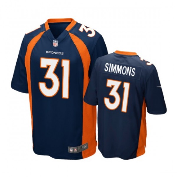 Denver Broncos #31 Justin Simmons Navy Nike Game J...