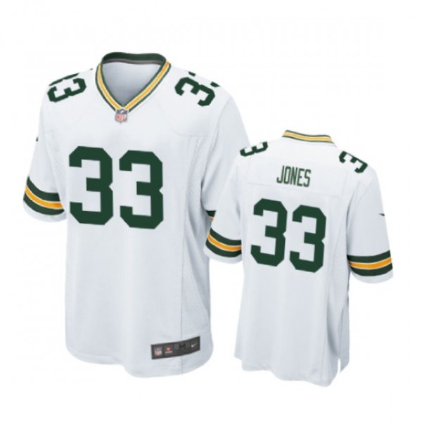 Green Bay Packers #33 Aaron Jones White Nike Game ...