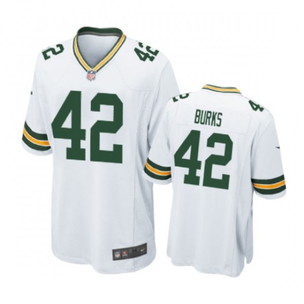 Green Bay Packers #42 Oren Burks White Nike Game Jersey - Men's