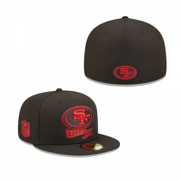Men's San Francisco 49ers Black 2022 Sideline 59FIFTY Pop Fitted Hat