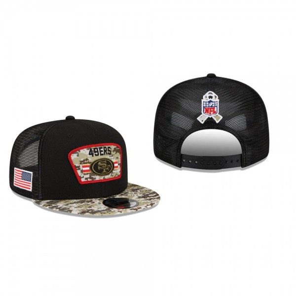 San Francisco 49ers Black Camo 2021 Salute To Service Trucker 9FIFTY Snapback Hat
