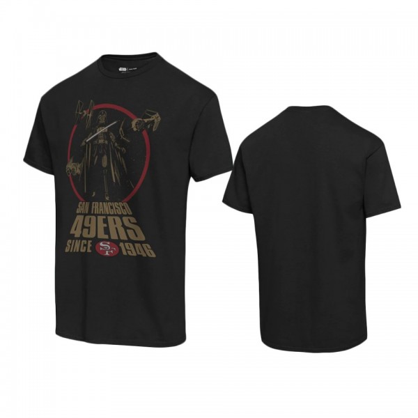 San Francisco 49ers Black Disney Star Wars Empire Title Crawl T-Shirt