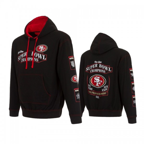 San Francisco 49ers Black Scarlet 5-Time Super Bowl Champions Banner 2-Tone Pullover Hoodie