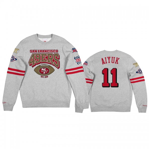 Men's San Francisco 49ers Brandon Aiyuk Gray All Over Champs Premium Jumper Sweatshirt