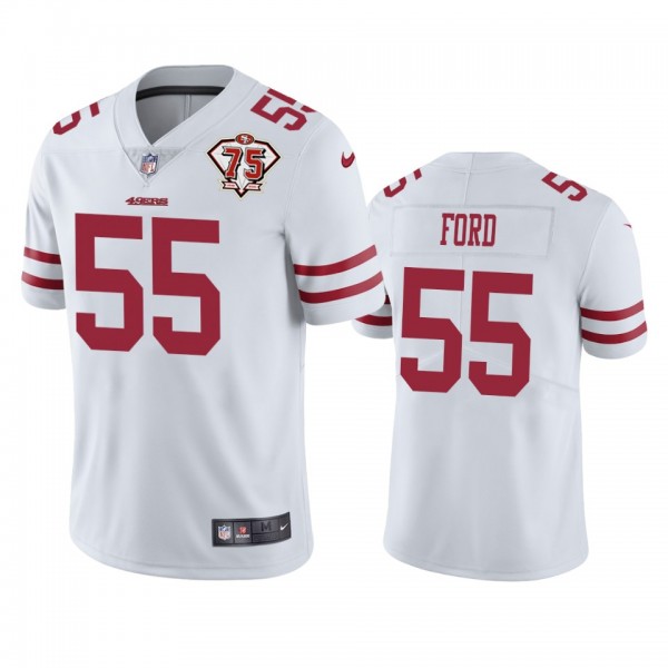 San Francisco 49ers Dee Ford White 75th Anniversary Patch Limited Jersey
