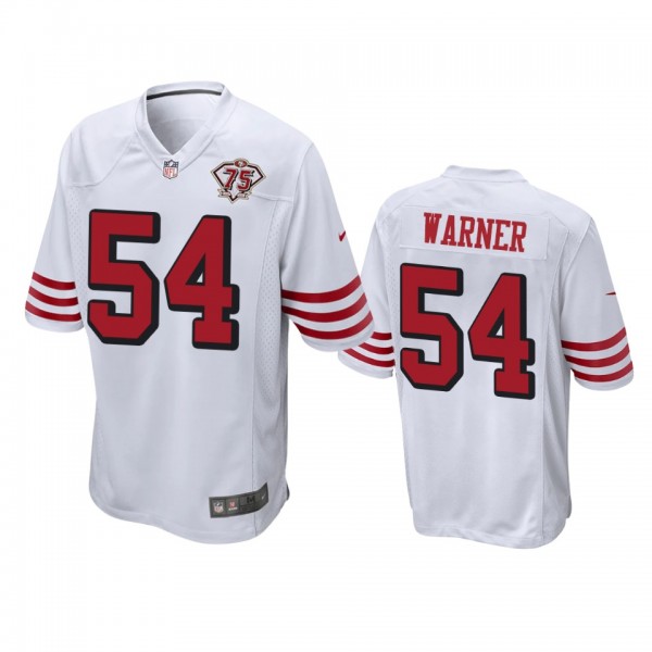 San Francisco 49ers Fred Warner White 75th Anniversary Throwback Game Jersey