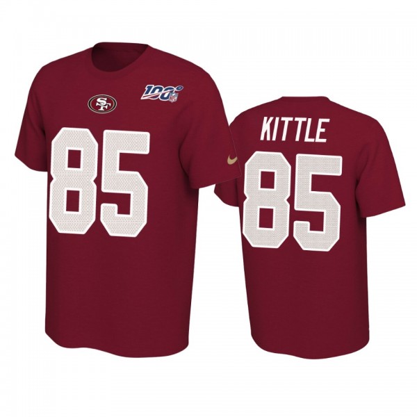 San Francisco 49ers George Kittle Scarlet 100th Season Player Pride T-Shirt
