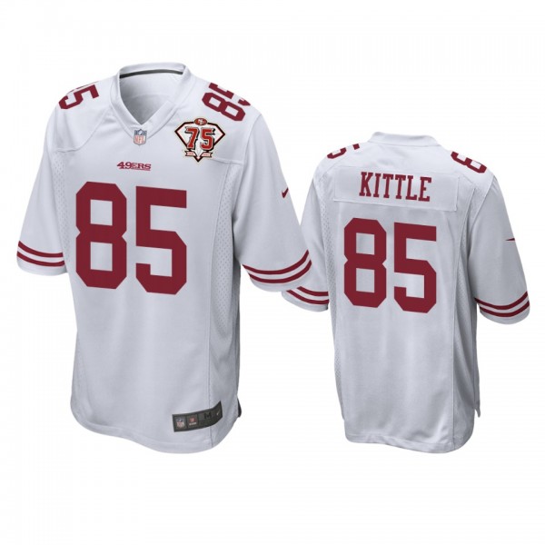San Francisco 49ers George Kittle White 75th Anniversary Patch Game Jersey