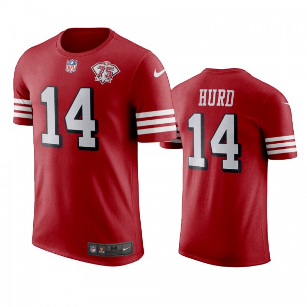 San Francisco 49ers Jalen Hurd Scarlet 75th Anniversary T-Shirt