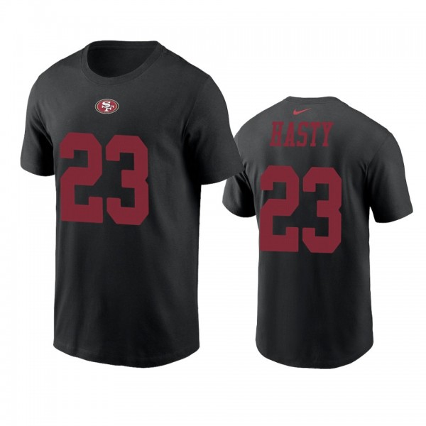 San Francisco 49ers JaMycal Hasty Black 75th Anniversary T-Shirt