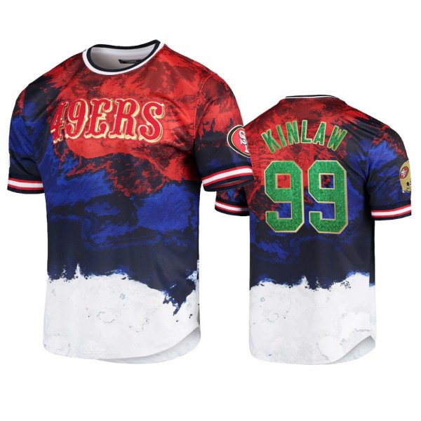 San Francisco 49ers Javon Kinlaw Navy Scarlet Americana Dip-Dye T-Shirt