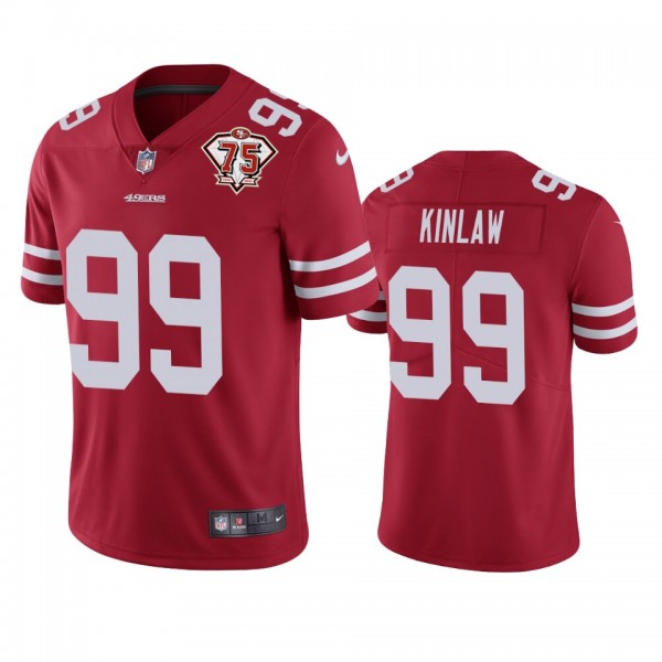 San Francisco 49ers Javon Kinlaw Scarlet 75th Anniversary Patch Limited Jersey
