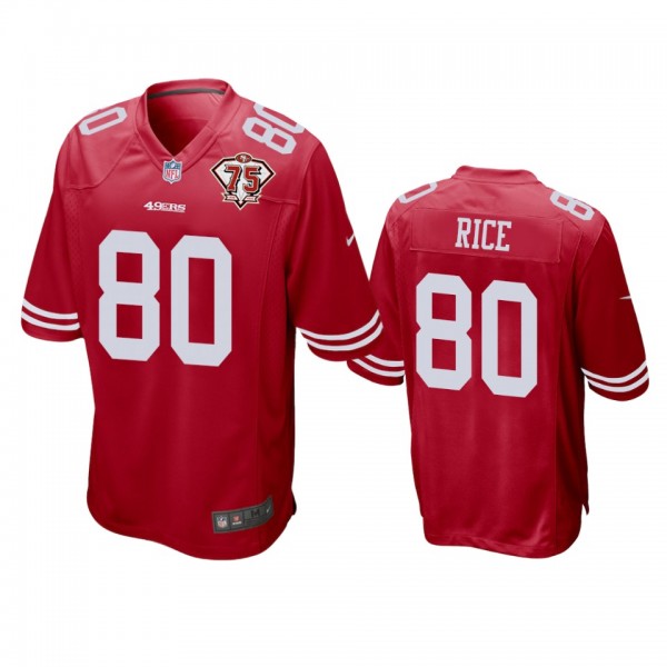 San Francisco 49ers Jerry Rice Scarlet 75th Annive...