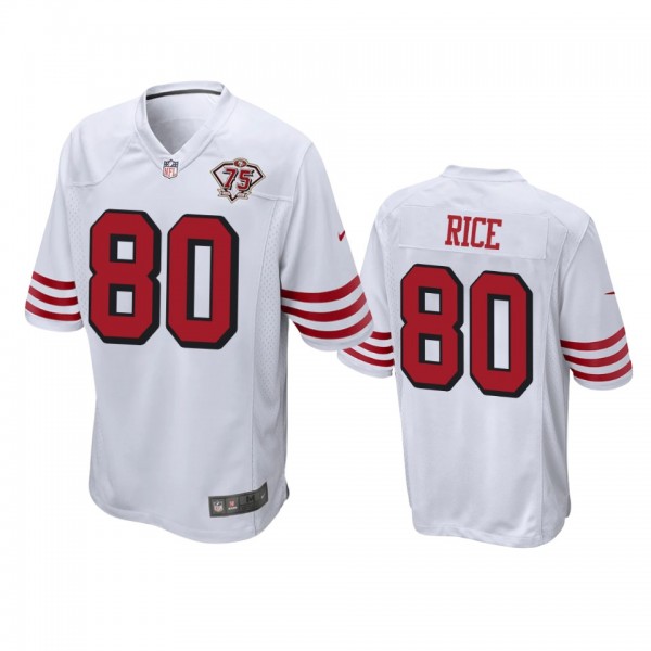 San Francisco 49ers Jerry Rice White 75th Annivers...