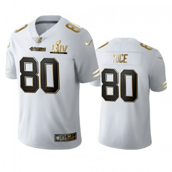 Jerry Rice 49ers White Super Bowl LIV Golden Edition Jersey