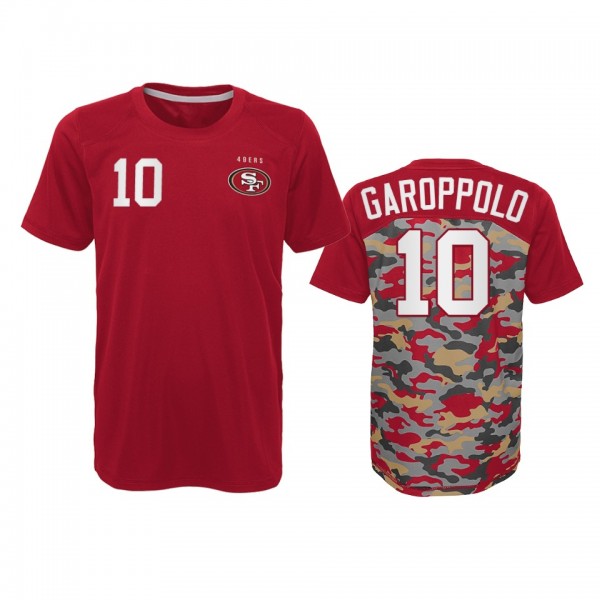 San Francisco 49ers Jimmy Garoppolo Outerstuff Camo Scarlet Extra Yardage T-Shirt