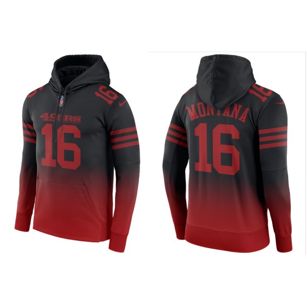 Joe Montana San Francisco 49ers Men's Gradient Black Red Hoodie