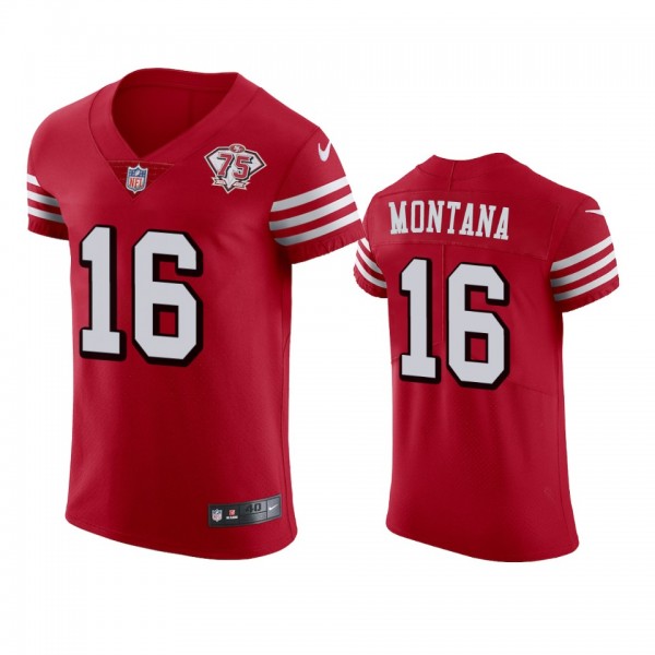 San Francisco 49ers Joe Montana Scarlet 75th Anniversary Jersey - Men's