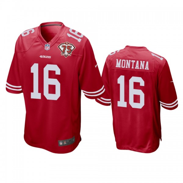 San Francisco 49ers Joe Montana Scarlet 75th Anniv...